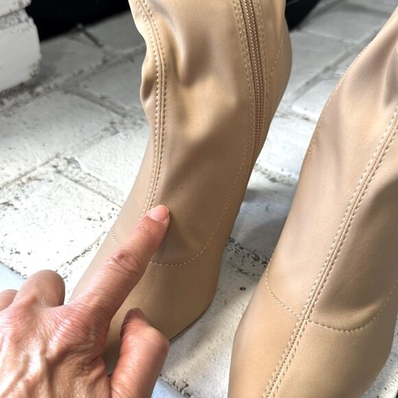 Forever 21 Women Sock Ankle Boot Size 8 Beige Ivory Cream Stretch Nylon Sexy - Picture 6 of 6